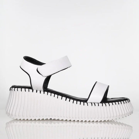 side view of Minx Blake Platform Sandal in White