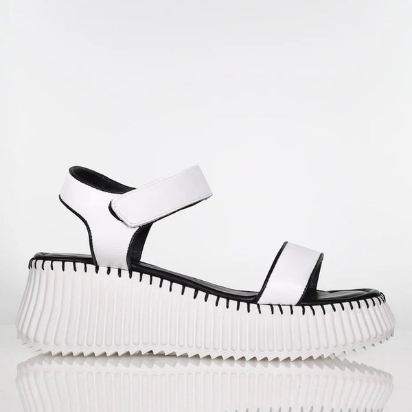 side view of Minx Blake Platform Sandal in White