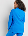 Samoon Long Sleeve Notch Collar One Button Blazer in Digital Blue