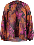 Samoon Floral Print Georgette Blouse with Ruffle in Pink Multi