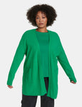 Samoon Long Sleeve Knit Open Cardigan in Green