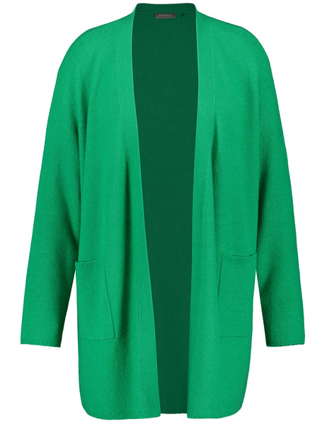 Samoon Long Sleeve Knit Open Cardigan in Green