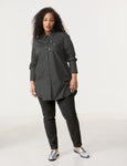 Samoon Stretch Shirt with Beads in Black