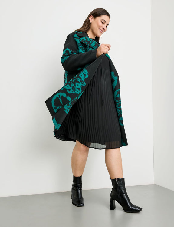 Samoon Notch Collar Print Coat in Black Prt.