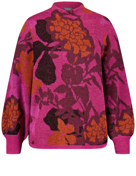 Samoon Floral Print Sweater in Pink Prt