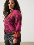 Samoon Floral Print Sweater in Pink Prt