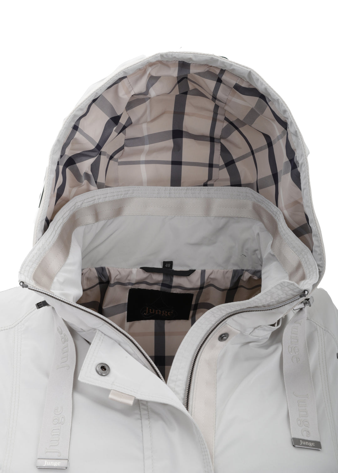 Junge Linette Zip Front Jacket with Detachable Hood in Beige