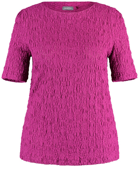 Samoon Short Sleeve Bubble Knit top in Pink