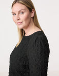 Samoon Short Sleeve Bubble Knit top in Black