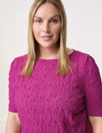 Samoon Short Sleeve Bubble Knit top in Pink