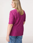 Samoon Short Sleeve Bubble Knit top in Pink