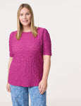 Samoon Short Sleeve Bubble Knit top in Pink