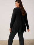 Samoon Long Sleeve Patch Pocket V-Neck Cardigan in Black