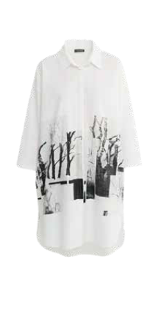 Luukaa Graphic Print Oversize Print Front and Back Shirt in Black Print