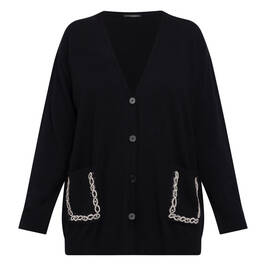 Marina Rinaldi Pavido Cashmere Blend Cardigan with Bead details in Black