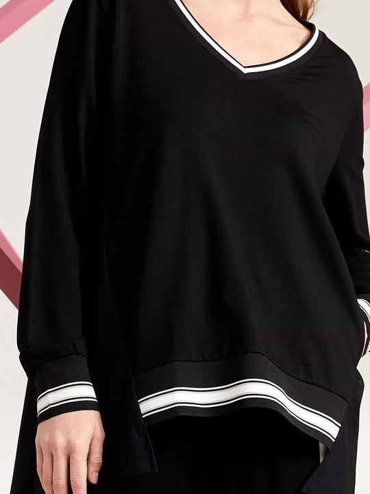 Naya top with Athleisure trim and Zip Sleeve Detail in Black