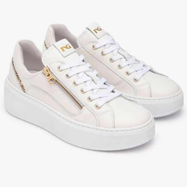 front view of Nero Giardini Dollarino Bianco Runner With Glitter at Heel in Off-White