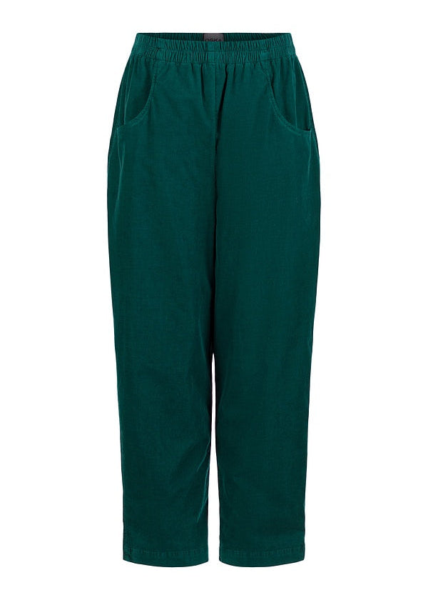 front view of plus size Oska Stretch Cotton Cord Garment Dyed Pull on Pant in Bottle