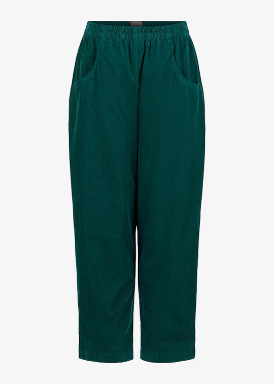 front view of plus size Oska Stretch Cotton Cord Garment Dyed Pull on Pant in Bottle