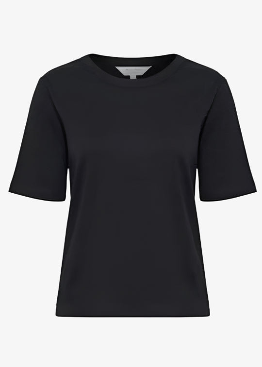 Front view of Part Two Ratana Cotton Short Sleeve Crewneck Tee in Black