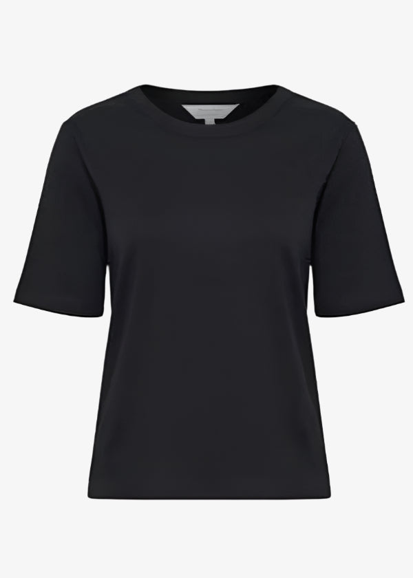Front view of Part Two Ratana Cotton Short Sleeve Crewneck Tee in Black