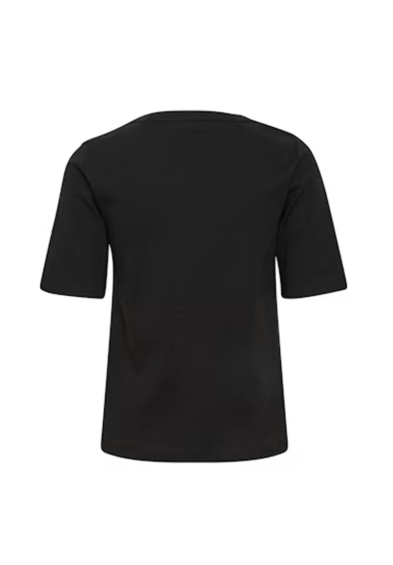 Part Two Organic Cotton V-Neck Ratansa Short Sleeve Tee in Black