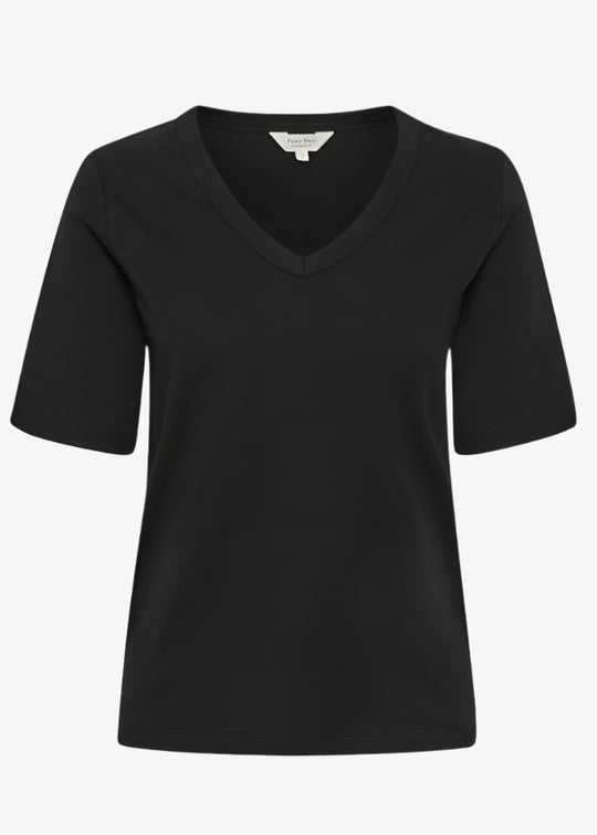 Part Two Organic Cotton V-Neck Ratansa Short Sleeve Tee in Black