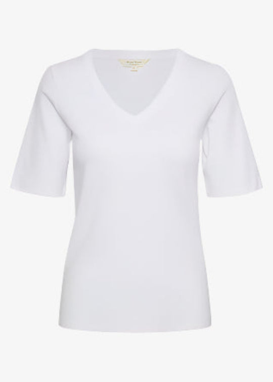 Part Two Organic Cotton V-Neck Ratansa Short Sleeve Tee in Bright White