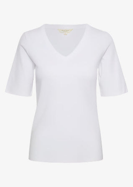 Part Two Organic Cotton V-Neck Ratansa Short Sleeve Tee in Bright White
