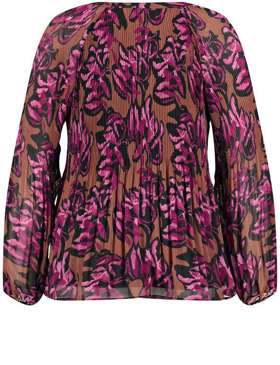 Samoon Plisse Pleat Top with Split Neck