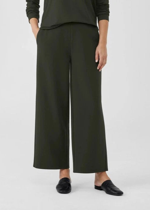 Eileen Fisher Washable Flex Ponte Wide Leg Ankle Pant in Woodland