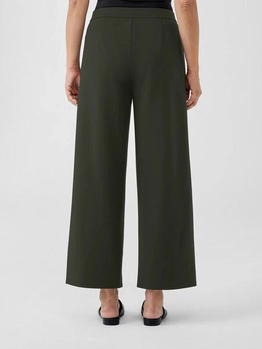 Eileen Fisher Washable Flex Ponte Wide Leg Ankle Pant in Woodland