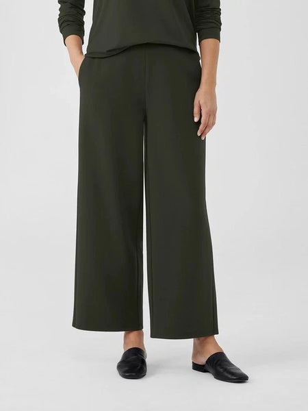 Eileen Fisher Washable Flex Ponte Wide Leg Ankle Pant in Woodland