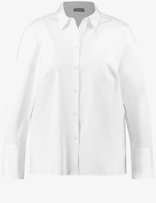 Samoon Stretch Cotton Classic Shirt in White