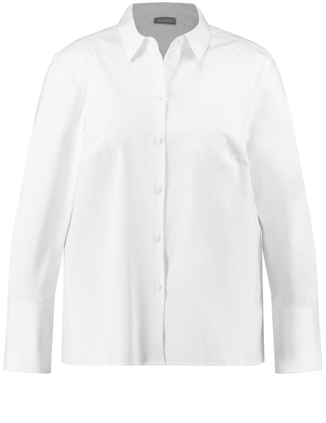 Samoon Stretch Cotton Classic Shirt in White
