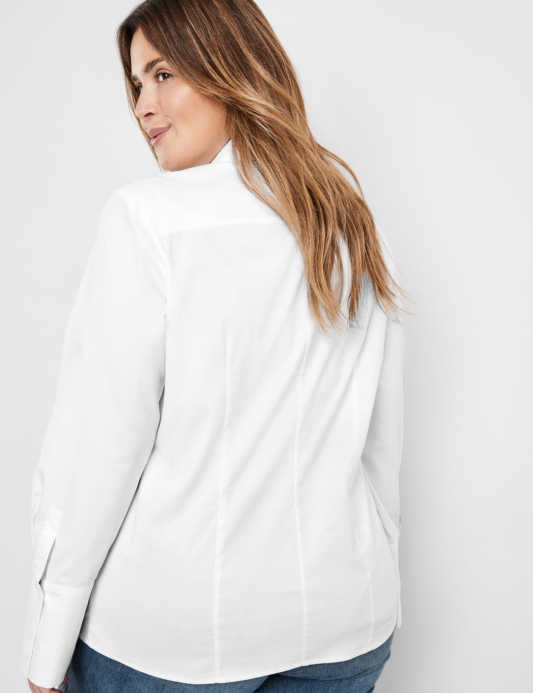 Samoon Stretch Cotton Classic Shirt in White