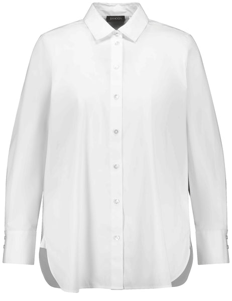 Samoon Stretch Cotton Button Back Shirt in White