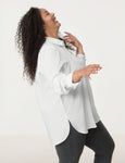 Samoon Stretch Cotton Button Back Shirt in White