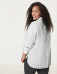 Samoon Stretch Cotton Button Back Shirt in White