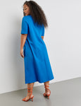 Samoon Short Sleeve Cotton Jersey Long T-Shirt Dress in Digital Blue