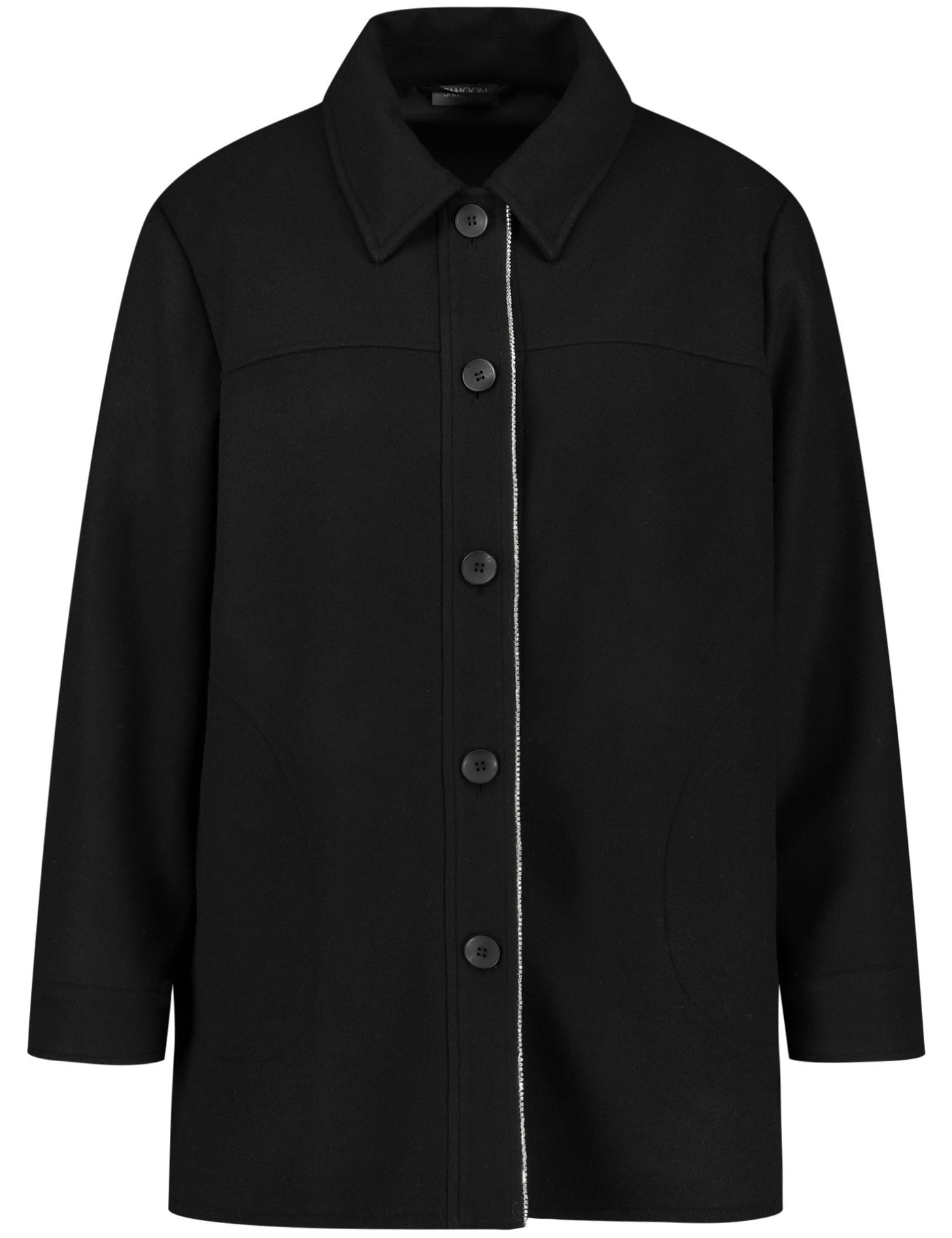 Samoon Shirt Jacket with Decorative Placket in Black