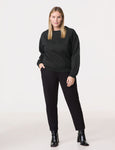 Samoon Long Sleeve Ribbed cuff Embroidered Sweat shirt in Black