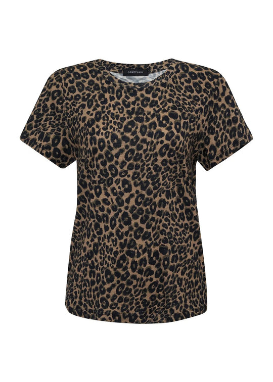 Sanctuary The Perfect Short Sleeve Animal Print Tee in French Kitty