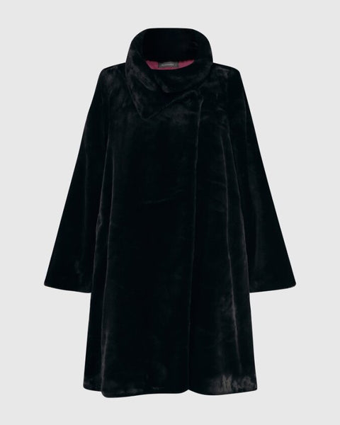 Alembika Faux fur Swing Coat in Black