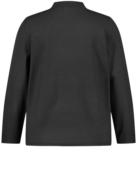 Samoon Long Sleeve Turtleneck with Ribbed Trim in Black