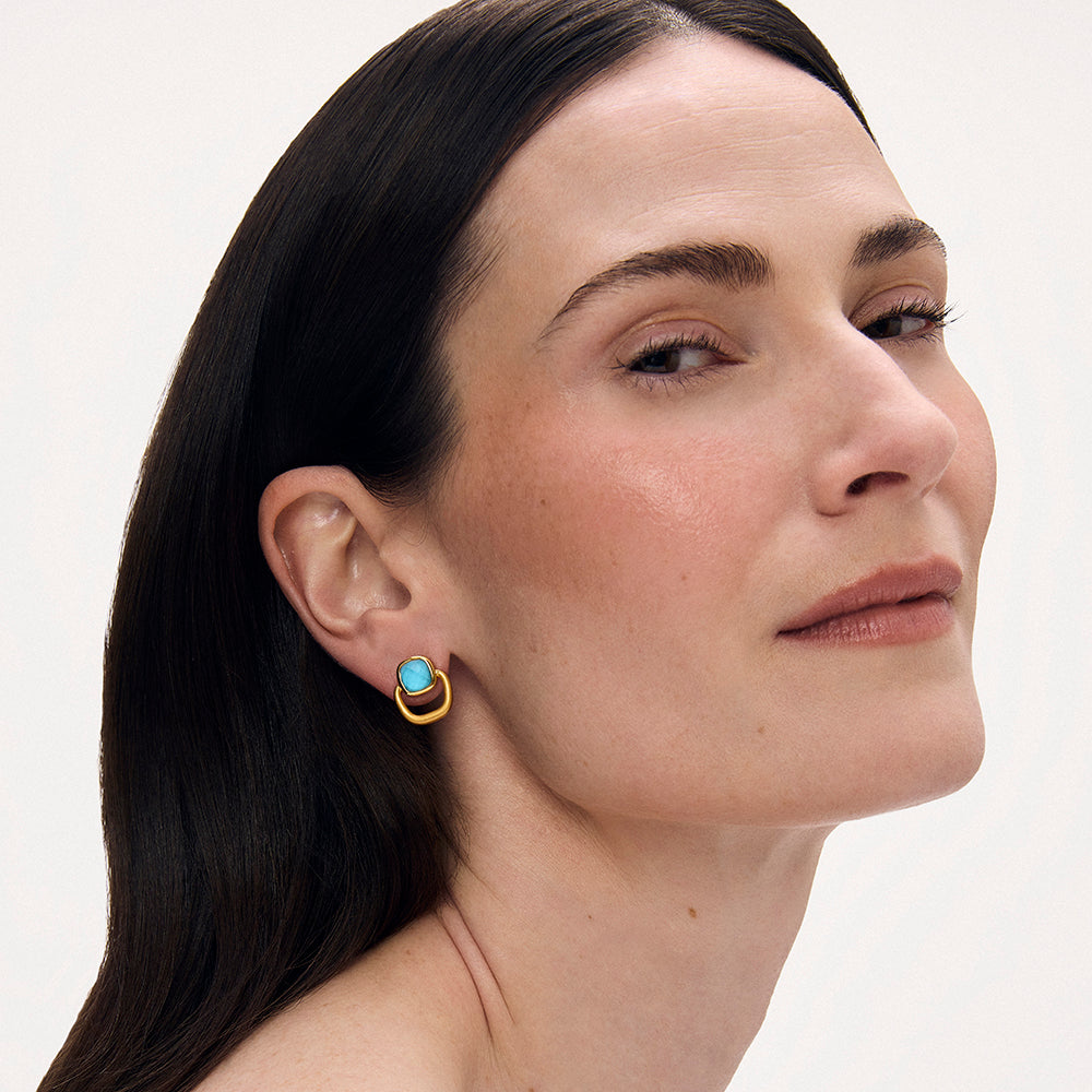 Dean Davidson Monterey Knocker Stud Earrings in Gold Turquoise