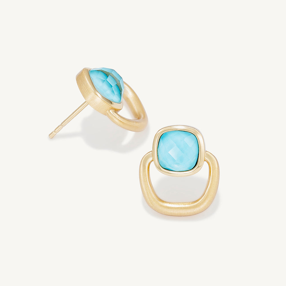 Dean Davidson Monterey Knocker Stud Earrings in Gold Turquoise