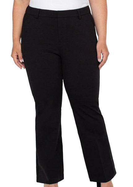 front view of plus size Liverpool Kelsey Super Stretch Ponte Flare Trouser in Black