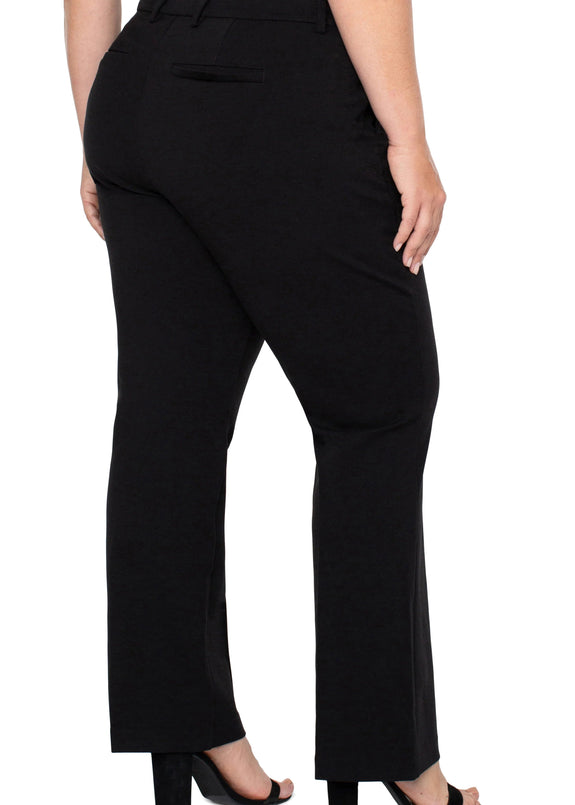 back view of plus size Liverpool Kelsey Super Stretch Ponte Flare Trouser in Black