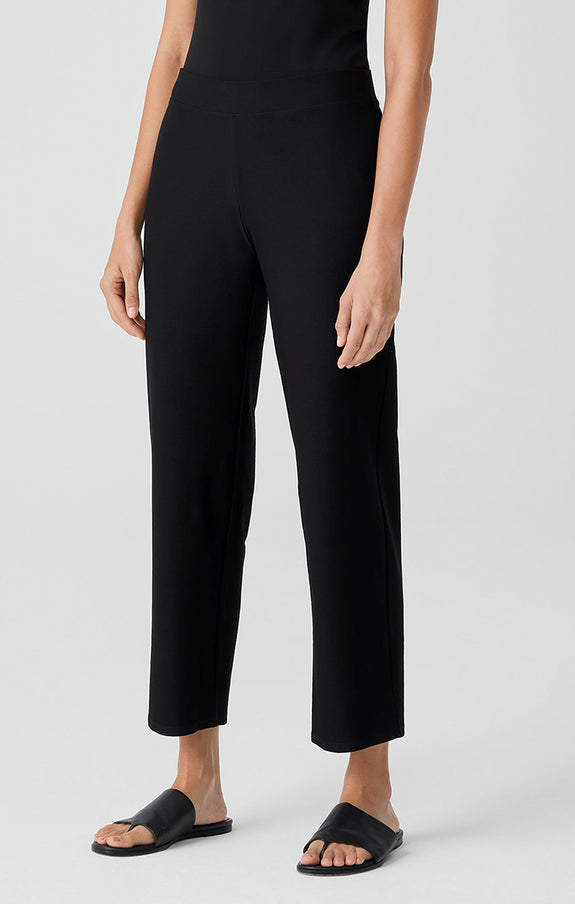 Eileen Fisher Stretch Crepe Straight Leg Ankle Pant in Black